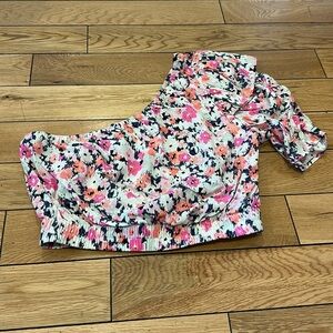 One Shoulder Floral Crop Top